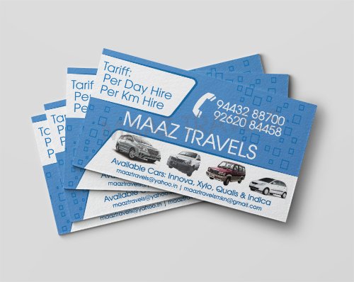 Business card design for travel agency